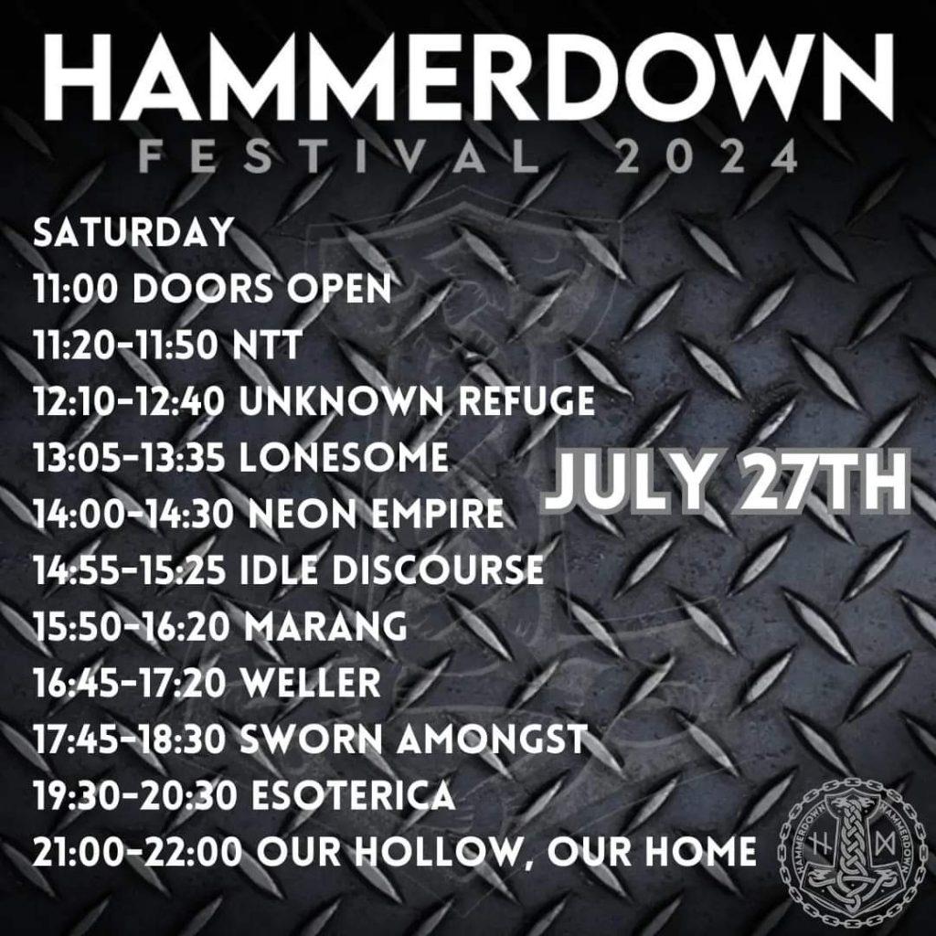 hammerdown festival saturday times 2024